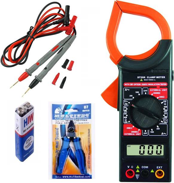 Gadariya King DT266 Clamp Meter Digital Clamp Multimeter DT266 with multitech 07 wire cutter Analog Multimeter