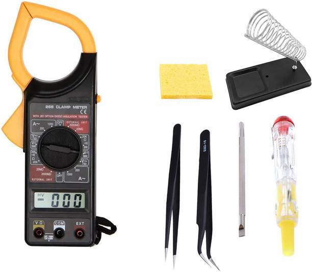 Crafts Haveli DT-266 & Soldering Iron Stand & Sponge, Anti Static Tweezer 2Pc & 2in 1 Tester Digital Multimeter