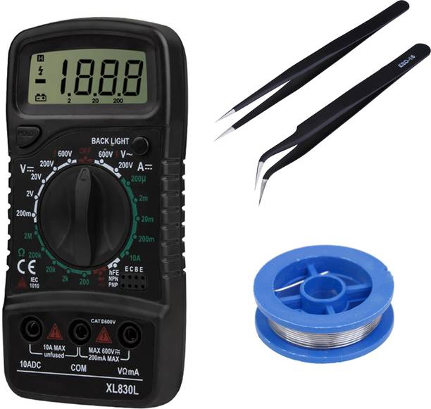 Crafts Haveli Multimeter 830, 2Pc Anti Static Tweezer & Soldering Wire Digital Multimeter