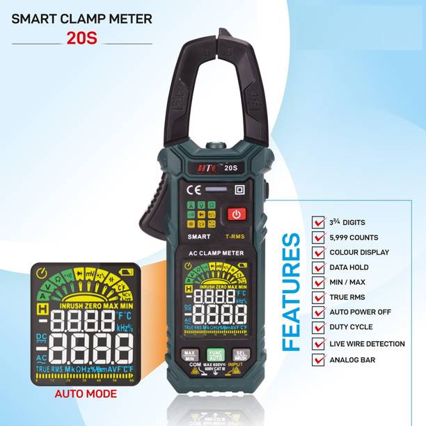 HTY HTC-20S 600A AC Smart Clamp Meter (T-RMS) with Frequency, AC/DC Voltage Digital Multimeter