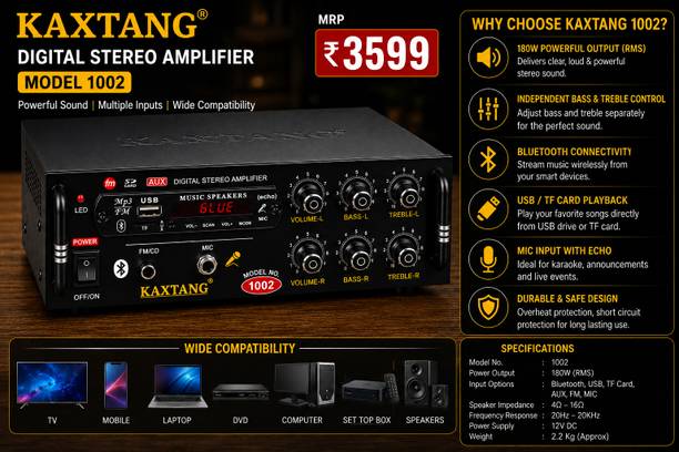 KAXTANG DJ hope hit 1002 big Digital Stereo With BT/ USB/ SD-Card /FM /AUX 5000 W AV Bass Amplifier