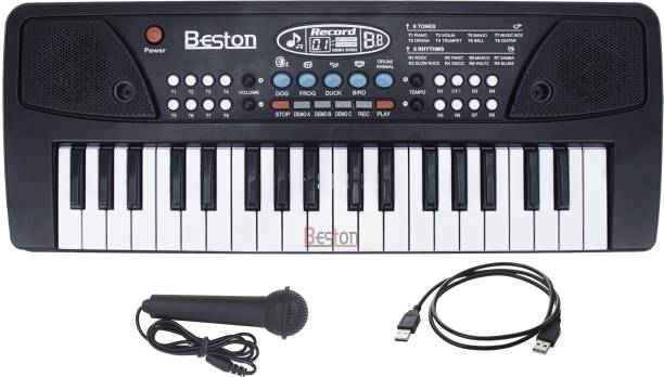 BESTON 37 Keys Piano Toy with Microphone, USB Power Cable & Sound Recording Function Analog Portable Keyboard