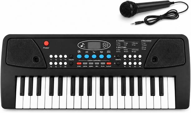 Mocking Bird Kids Piano Keyboard with Mic 37 Keys 8 Rhythms 8 Tones Electronic Keyboard Toy Beginners Educational Songs Recording Musical Toys 2 3 4 5 Years Boys Girls Digital Digital Piano