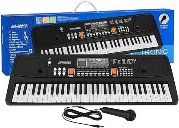 Hariom HZ61-BLK61 Keys Piano with DC Output BLACK Digital Portable Keyboard KM-61 Digital Portable Keyboard