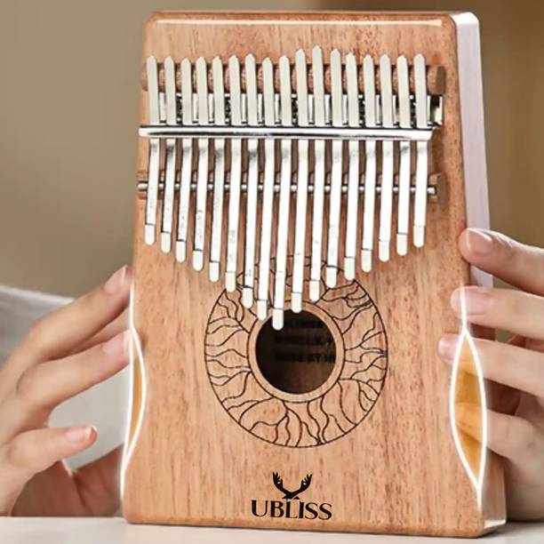 UBliss Kalimba 17 Key Mahogany Wood Thumb Piano | Carry Bag | Learning Guide Analog Portable Keyboard