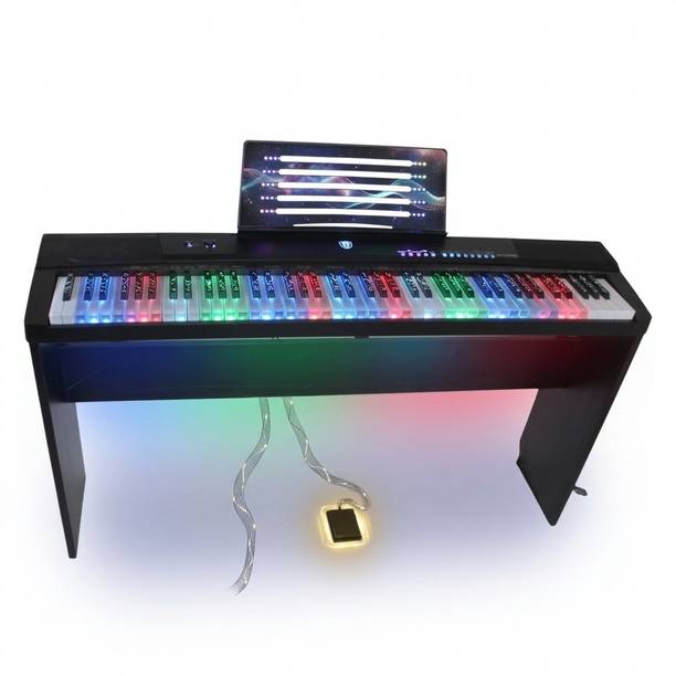 TECHNO TP100887 88-Key Portable Digital Piano with Lightning keys 140 Tones 16 Demo Songs|USB MIDI | Split Mode|Record & Play | Stand & Sustain Pedal Digital Digital Piano