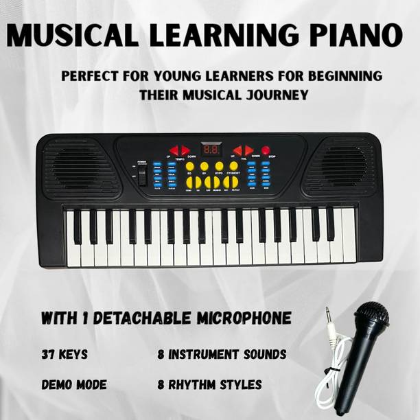 Kezam Kids Piano with Microphone | Big Fun Piano Keyboard, 37 Keys, 8 Rhythms & Tones, Record Feature, Mic Analog Digital Piano