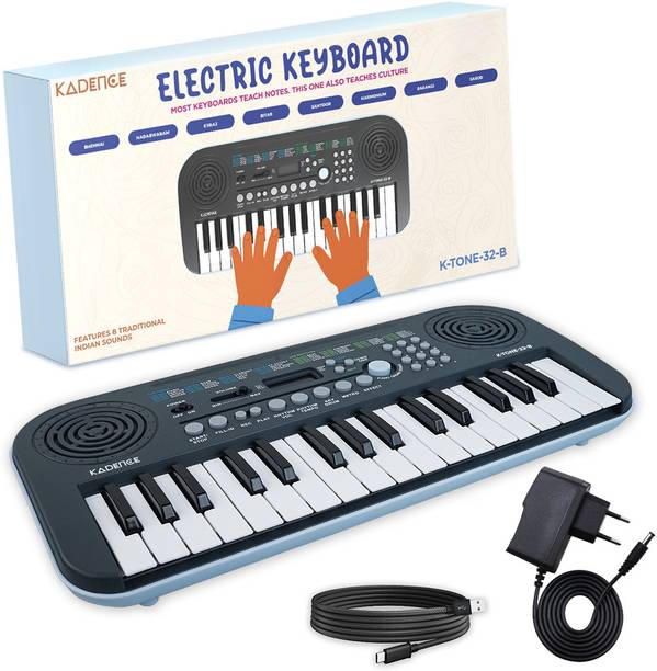 KADENCE KAD-K-TONE-32-B-AD K Tone 32 B Kids Keyboard with Power Adapter Analog Portable Keyboard