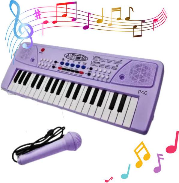 Just97 Keyboard Piano, 37 Keys Piano Keyboard for Kids P90 Key Piano Keyboard with Mic & Charger PURP40 Analog Portable Keyboard