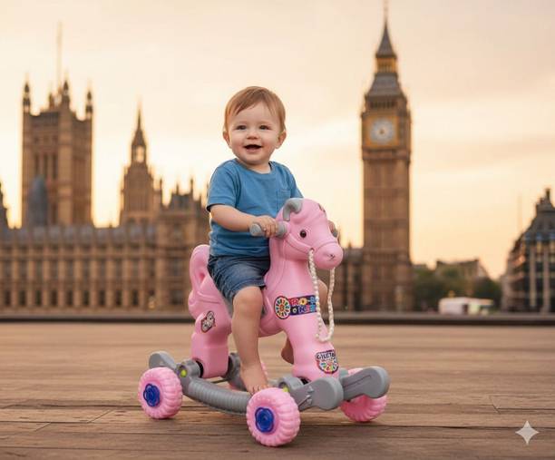 TOYPROFESSOR Rocking & Rolling Pony horse ride on rocker for toodler 1-3 years