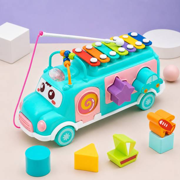 TinyAura Musical Activity Bus with Xylophone & Shape Sorter Kides