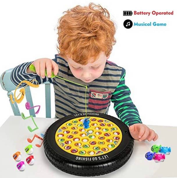 JMdSports Musical Fishing Game Catch A Fish Pond 4 Catching Stick For Kids ( Multicolour)