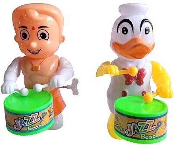 shrisa creation Jazz beat drum playing toy – wind-up musical drummer toy for kids (set of 2)