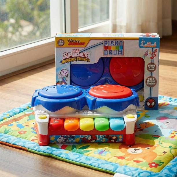 Kriiddaank Spiderman Theme Drum and Piano - Interactive Music Toy Superhero Kit - Fun