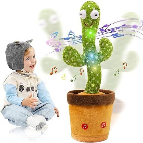 OSSIFY Electronic Plush Toy for Kids Sing+Repeat+Dance+Recording+LED Dancing cactus
