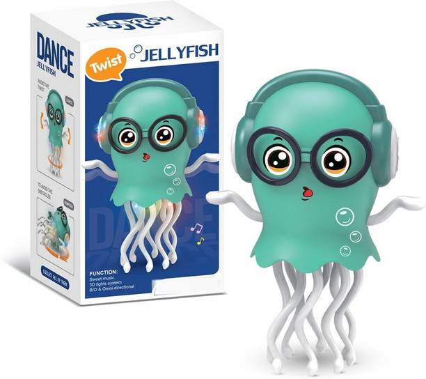 कम्मतेश्वर Musical Dancing Jelly Fish Toy for Kids Bump and Go Toy with Music and Light
