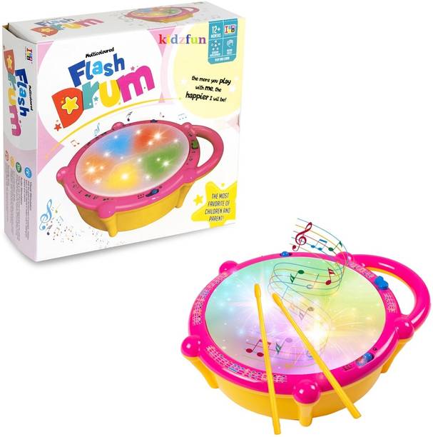 Kidzfun Musical Drum 3D Flash Drum Toy with Flash Light & Music Effects