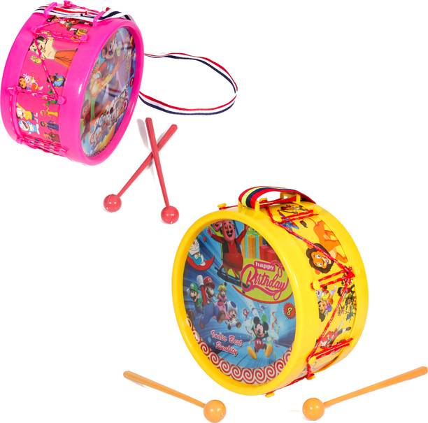khushi enterprise Musical Drum 2 Piece Set ( 17.4 x 9.2 cm ), Platic, 500g