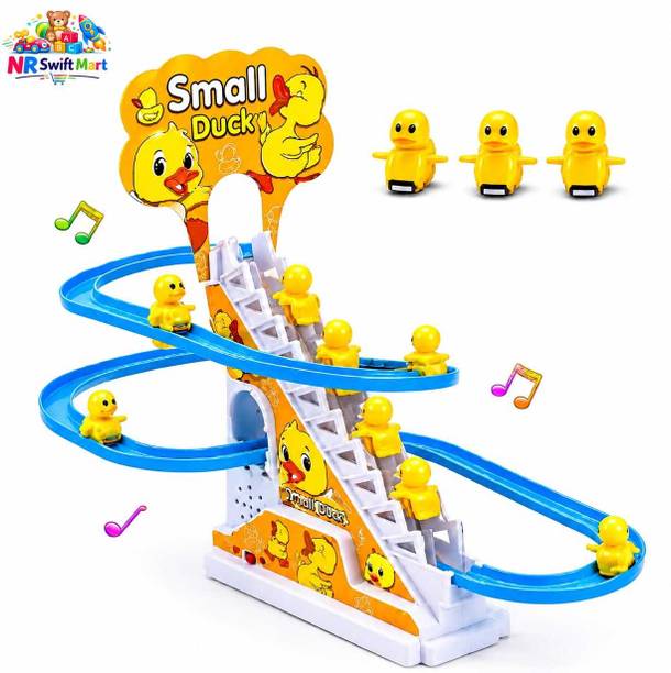 NRSwiftMart Small Duck Track Toy with Automatic Stairs Climbing for kids with Lights & Music