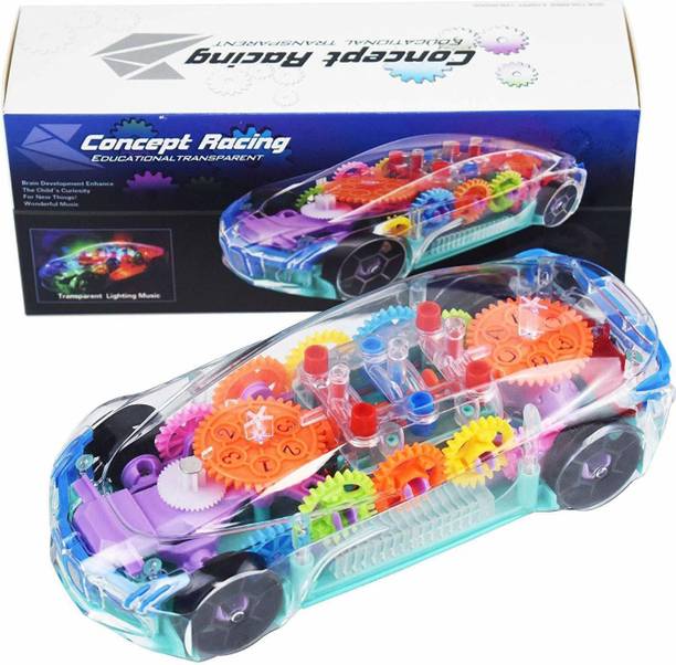 The Flyer's Bay Concept Musical and 3D Lights Kids Transparent Car, Toy for 2-5 Year Kids