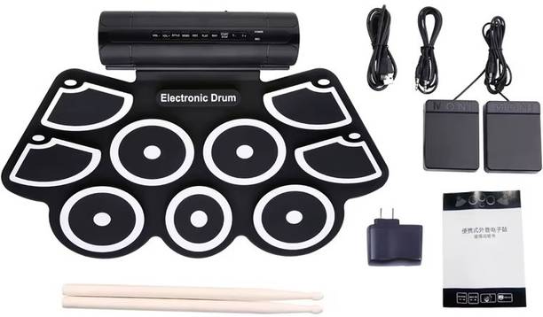 QAWACHH Electronic Portable Drum Musical Instrument Jazz Electronic Percussive 9 Pads
