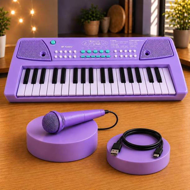 Jericos 37-Key Kids Piano Keyboard with Mic, Educational Music Toy, Purple