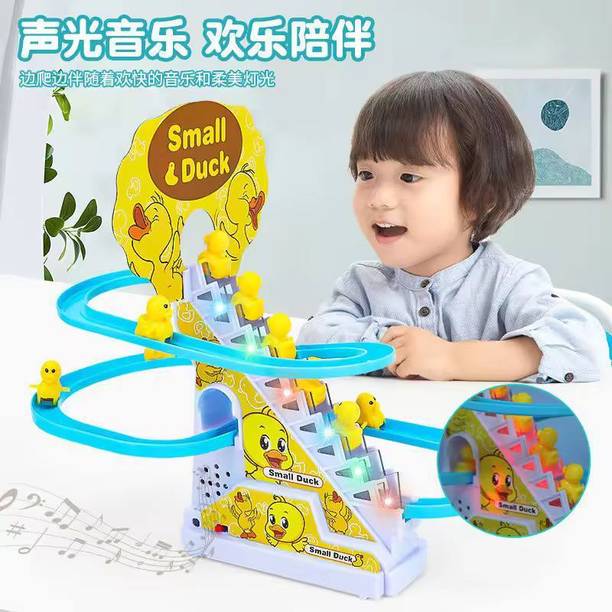 Xcillince Toys Duck Climbing Stairs Electric Toy with Music and Light – Duck Slide Track