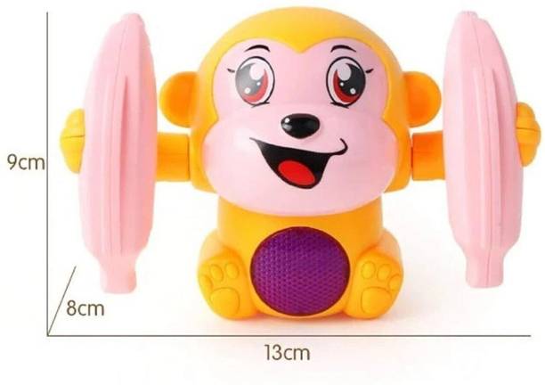 Galactic New Dancing and Spinning Rolling Jumping Monkey Toy Voice Control Doll Tumble Orangutan Banana Monkey with Musical Flash Light and Sound Effects and Sensor Mix Colors (Multicolor, Pack of: 1)