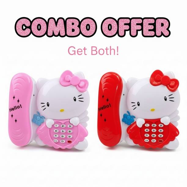 Maa Momai Toys Sweet Kitty Duo Pretend Phone Set – Pink & Red Kids Toy Combo
