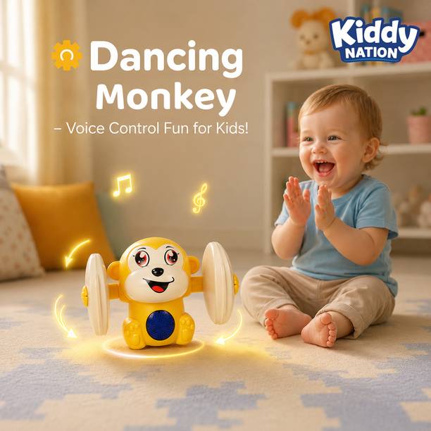 KiddyNation Dancing & Tumbling Monkey Baby Toy for Kids with Music, Lights & Voice Control