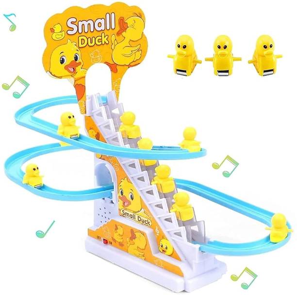 अगंता Duck track Automatic Stair-Climbing Cartoon Race Track Set with Lights and Music