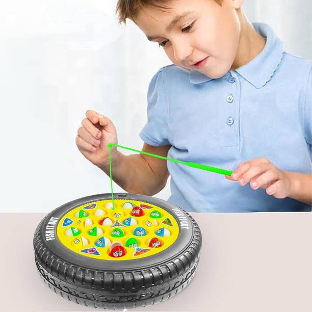 SARASI Fishing Master Game For Kids, Rotating Game, Includes 21 Fish & 4 Poles