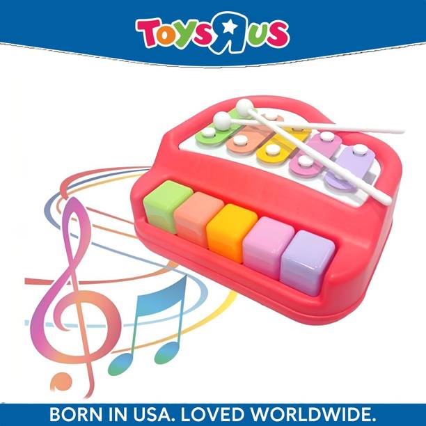 Toys R Us Bruin 2 in 1 Babys Piano Xylophone Toy 5 Multicolored Keyboard for Baby Boy and Girl