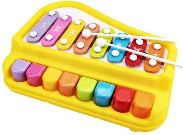 xelix 2 in 1 Baby Piano Xylophone Toy 8 Multicolored Key Keyboard Baby Kids Girls Boy