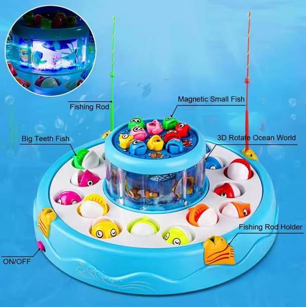 Intelligent Electric rotating magnetic gogo fishing game with 26 pieces of fish,