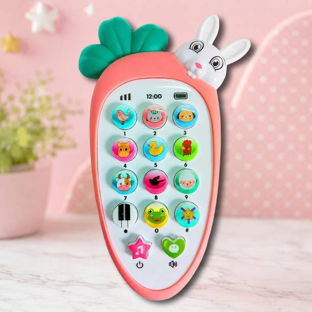 Brainymet Kids Musical Carrot Phone Toy with Animal Sounds & Light for Toddlers