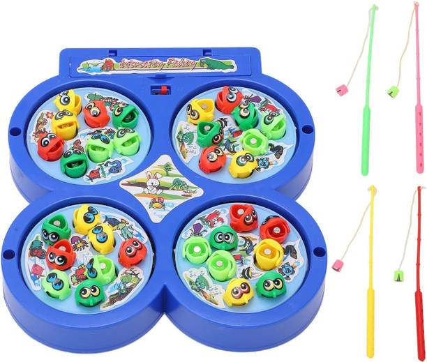 Braintastic Fishing Magnetic Catching Game, 32 Pieces, 4 Rotating Ponds with Music