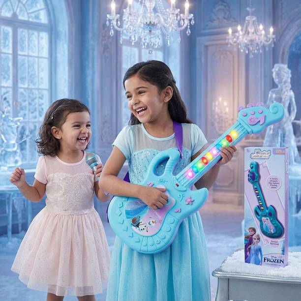 Kriiddaank Frozen Theme Musical Guitar - Elsa & Anna Toy with Lights & Sound for Kids