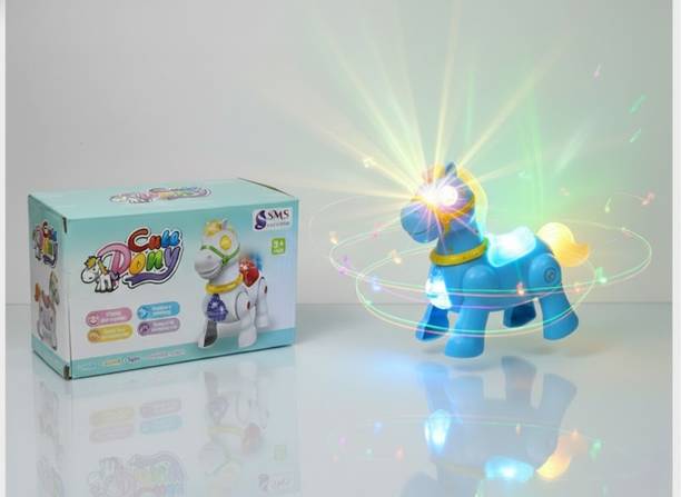 BAIRNINO Cute Horse Pony Toy with Flashing Colorful Lights, Music & Motion