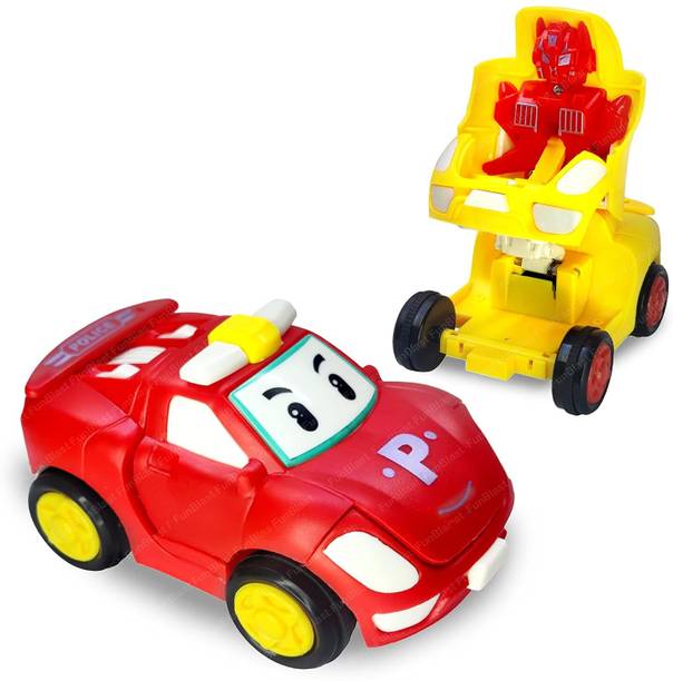 Orelius Fire ™ 2Pc | Racing Transformer Robot Car Friction Toy Ideal Gift for Kids|Multicolor