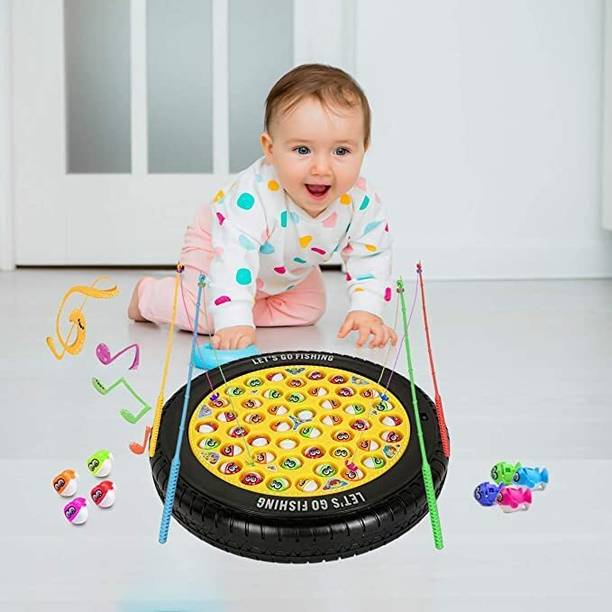 SMCD Musical Big Round Tyre Rotating Fishing Fish Catching Game Toy