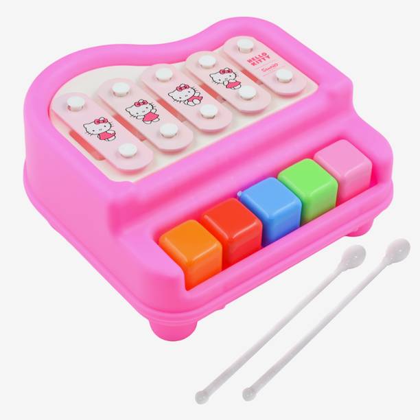WISHKEY Hello Kitty 2-in-1 Xylophone Piano 5 Keys Musical Instrument Toy for Kids