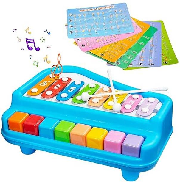 FLASHKITCH 2 in 1 Xylophone and Mini Piano for Kids Educational Musical Instruments
