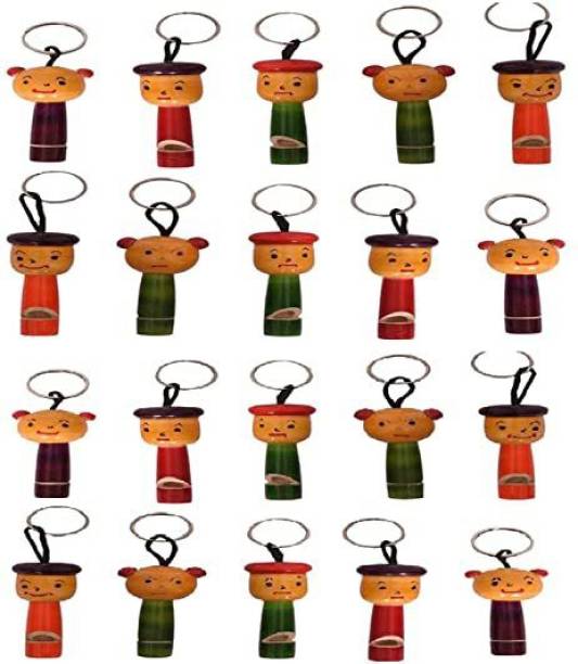 TRU TOYS Wooden Handcrafted Whistle Keychain Channapatna Toys (20 Pcs, Whistle Keychain)