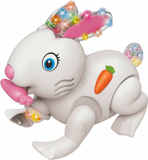 KIVANO Carrot Rabbit Bud Jumping Walking Electronic Bunny with Lights & Sounds