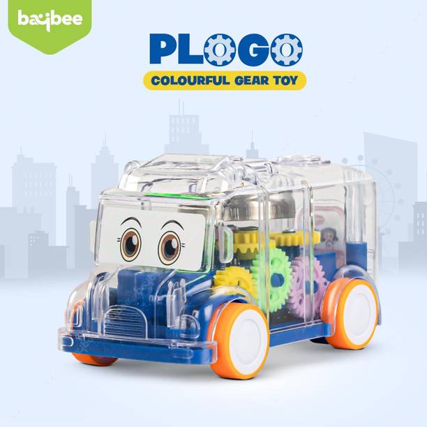 baybee Transparent 360° Gear Rotating Mini Bus Musical Vehicle Toys for Kids Led LightS