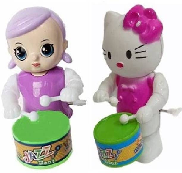 M S.Toys Key Operated Cute Drummer Toy with Children BABY-KITTY Muiacal Toys Rattle