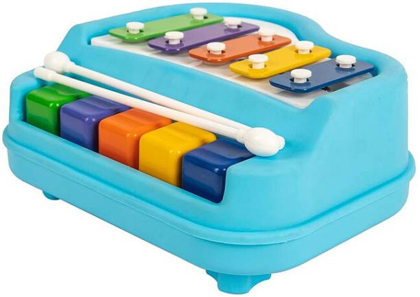 KHYALI Small 2 in 1 Musical Xylophone & Piano Toy for Kids with 5 Multicolored Keys 87