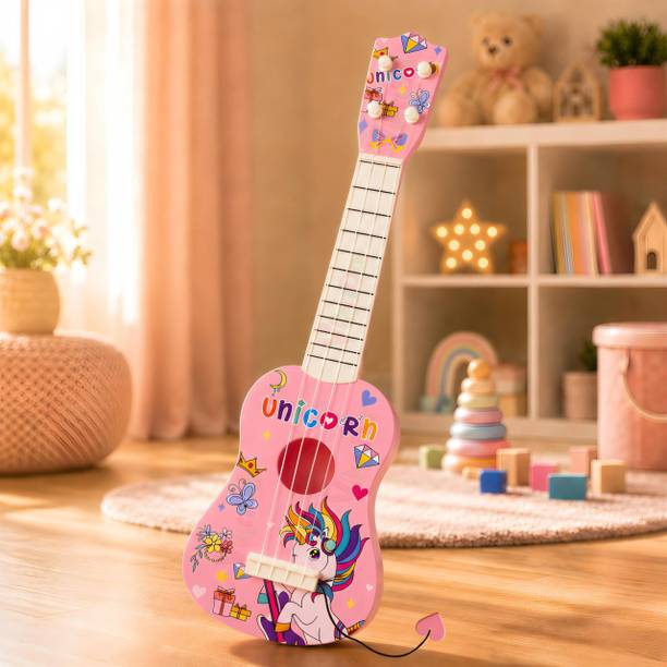 VikriDa 21 Inch Unicorn Ukulele Guitar Toy for Kids 4 String Musical Toy