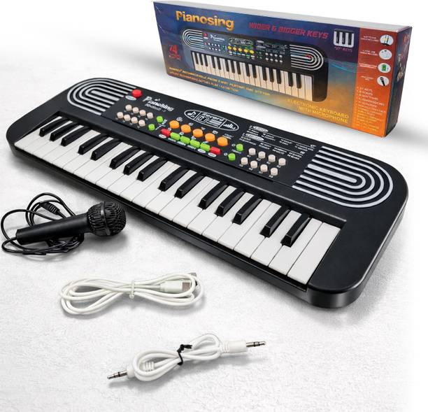 TWIST&TURN Rechargeable 37-Key Musical Piano Keyboard with Microphone for Kids